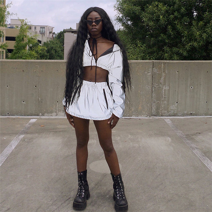 Damen sportliches cropped Outdoor-Set mit praktischen Reißverschlusstaschen Aliams