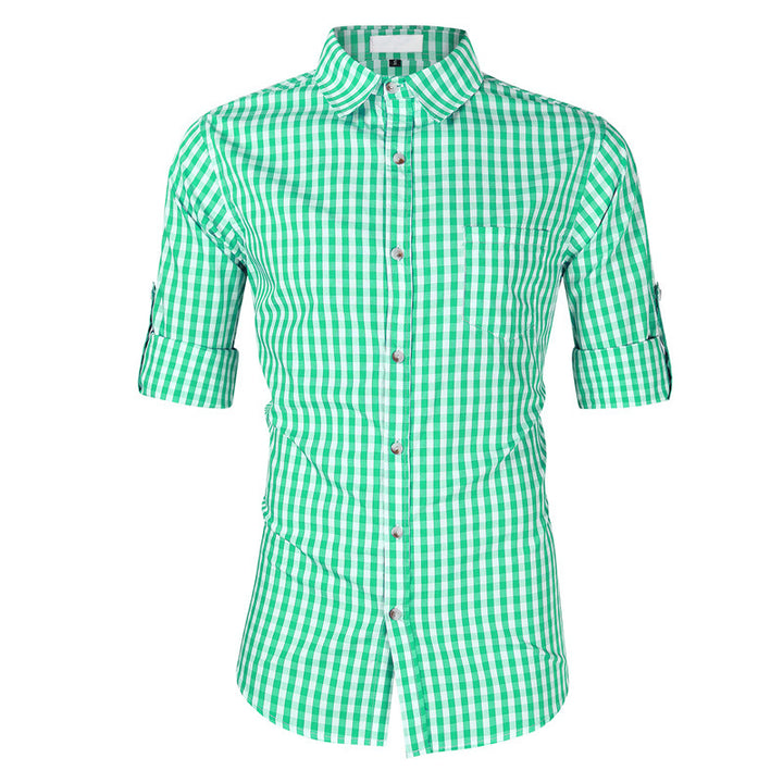 Herren Karierter Langarmhemd aus atmungsaktiver Baumwolle Aliams