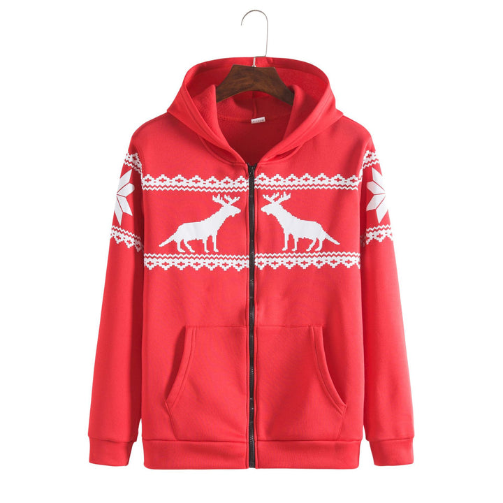 Herren Kapuzenjacke mit kunstvollem Rentier-Design und weichem Innenfutter Aliams