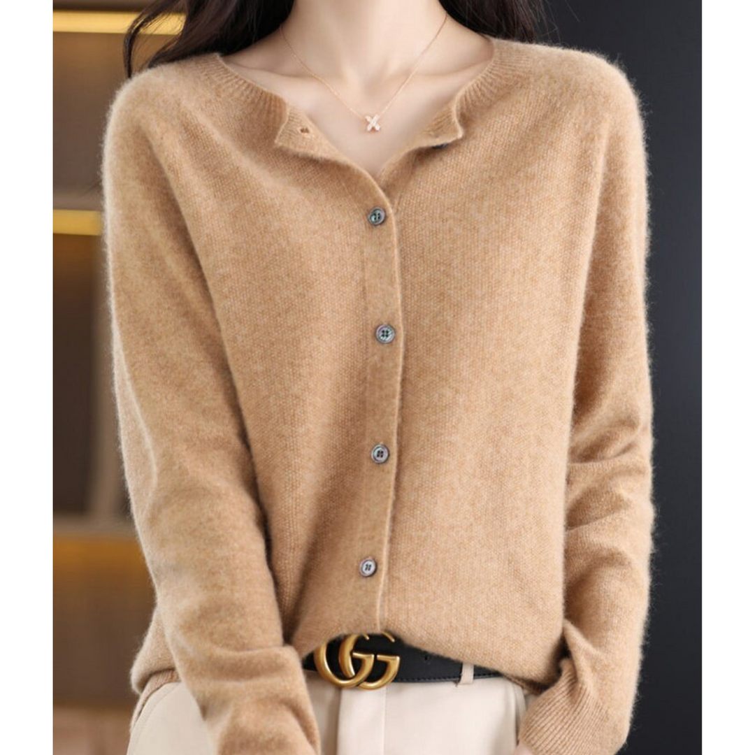Aliams Damen Rundhals Cardigan Pullover