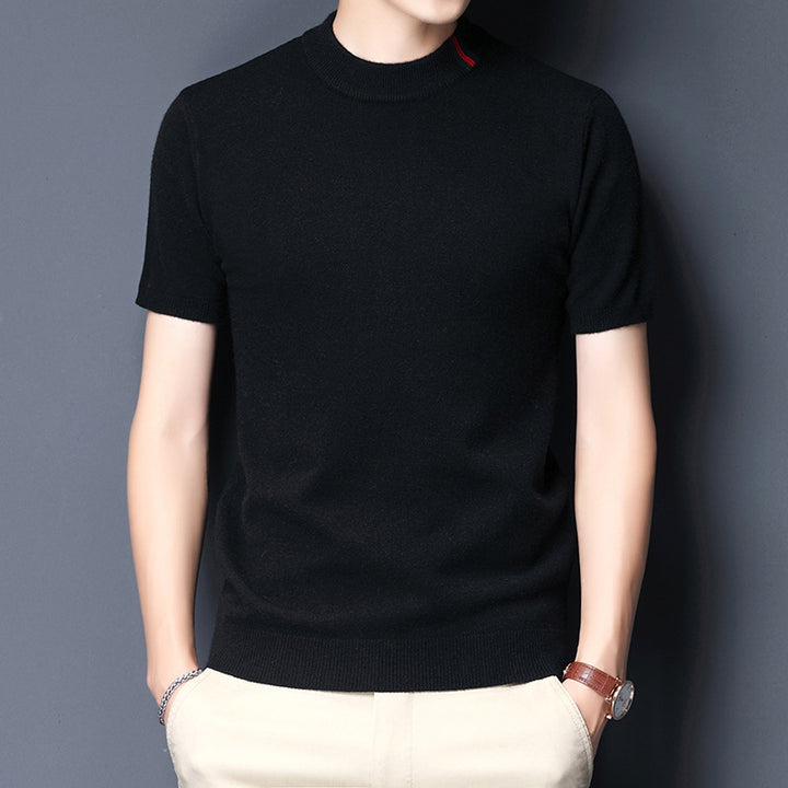 Herren Hochwertiges Kurzarm-T-Shirt aus feiner Baumwollmischung Aliams