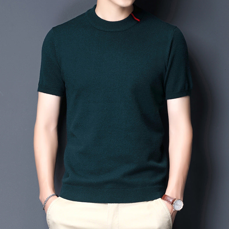 Herren Hochwertiges Kurzarm-T-Shirt aus feiner Baumwollmischung Aliams