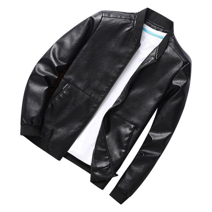 Herren elegante Kunstlederjacke mit modernem Schnitt und praktischen Taschen Aliams