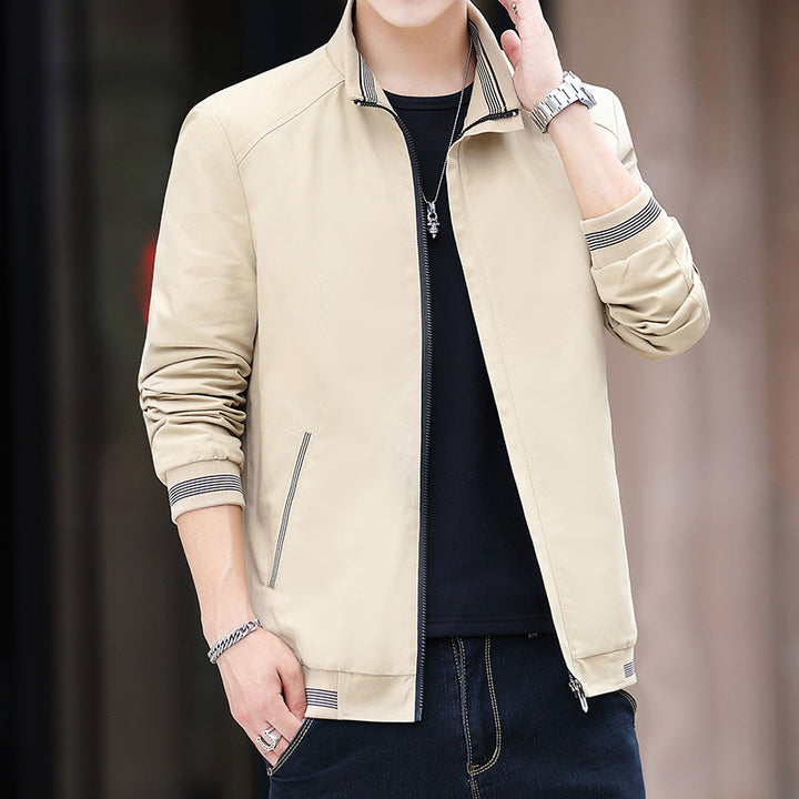 Herren sportliche Übergangsjacke mit kragenloser Schnittführung Aliams