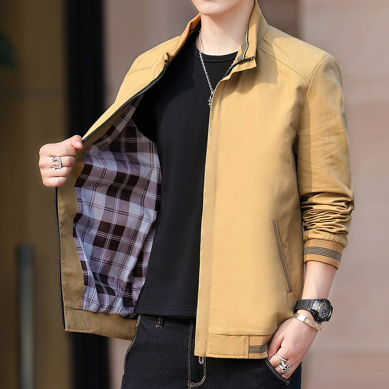 Herren sportliche Übergangsjacke mit kragenloser Schnittführung Aliams