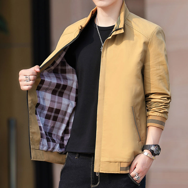 Herren sportliche Übergangsjacke mit kragenloser Schnittführung Aliams