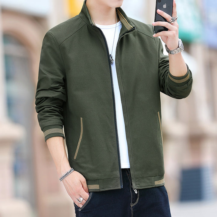 Herren sportliche Übergangsjacke mit kragenloser Schnittführung Aliams