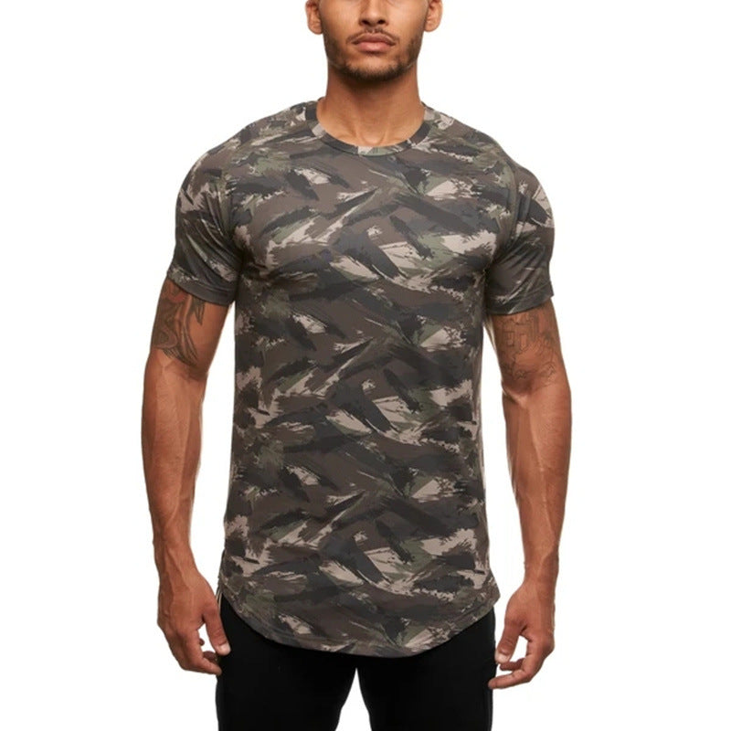 Herren Sport T-Shirt aus atmungsaktivem Funktionsmaterial mit modernem Camouflage-Design Aliams