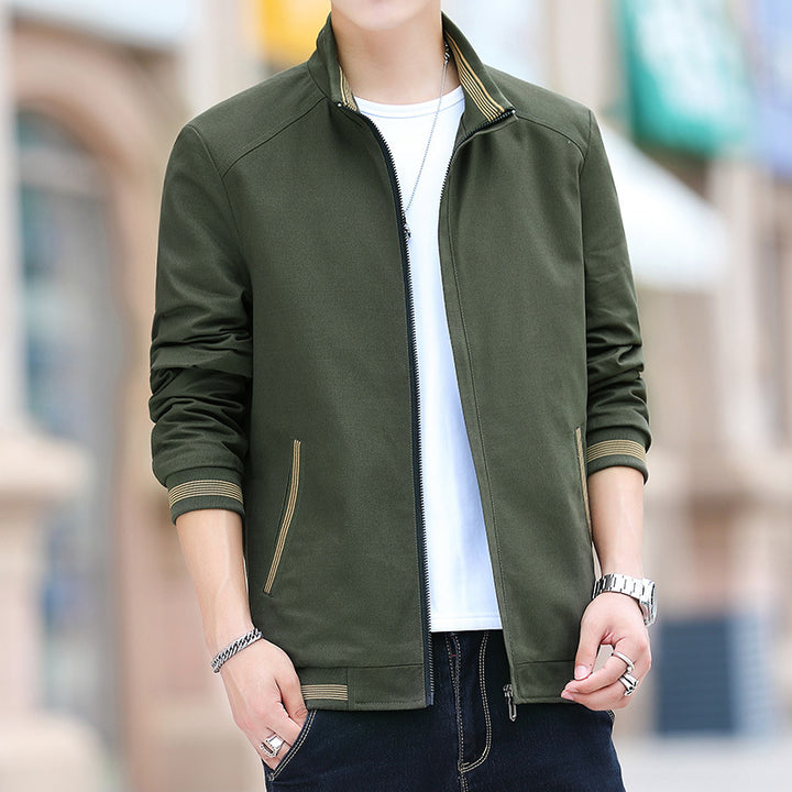 Herren sportliche Übergangsjacke mit kragenloser Schnittführung Aliams