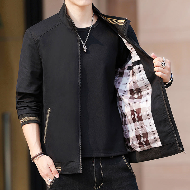 Herren sportliche Übergangsjacke mit kragenloser Schnittführung Aliams