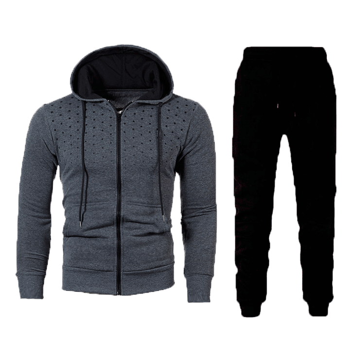 Herren Sportliches Hoodie- und Trainingshose-Set mit atmungsaktiven Einsätzen und modischem Design Aliams