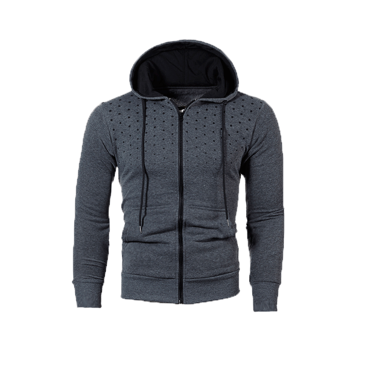 Herren Sportlicher Kapuzenpullover mit innovativem Lochmuster und praktischem Reißverschluss Aliams