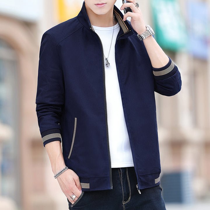 Herren sportliche Übergangsjacke mit kragenloser Schnittführung Aliams