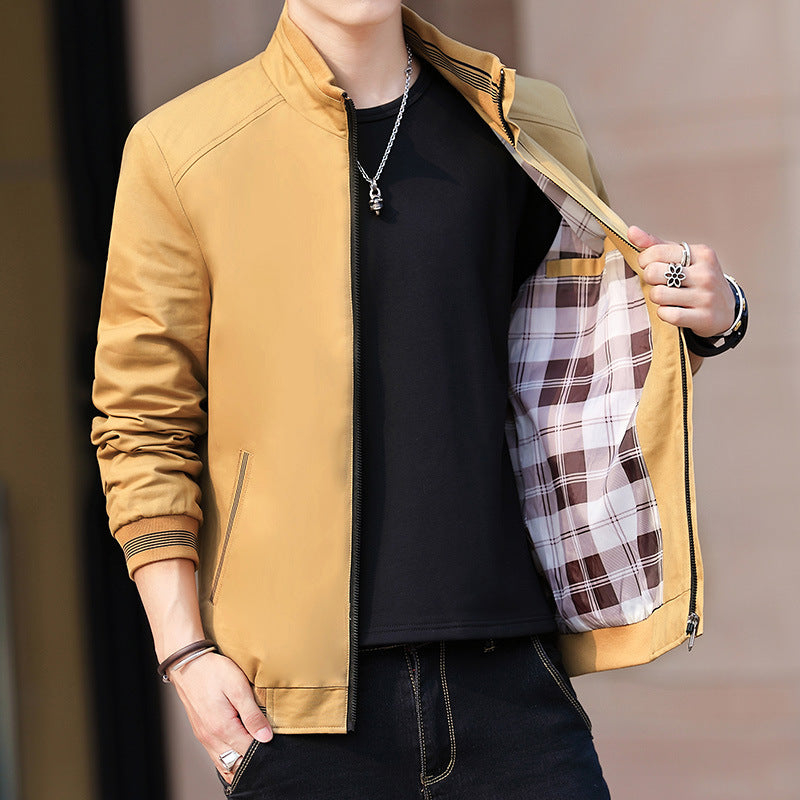 Herren sportliche Übergangsjacke mit kragenloser Schnittführung Aliams