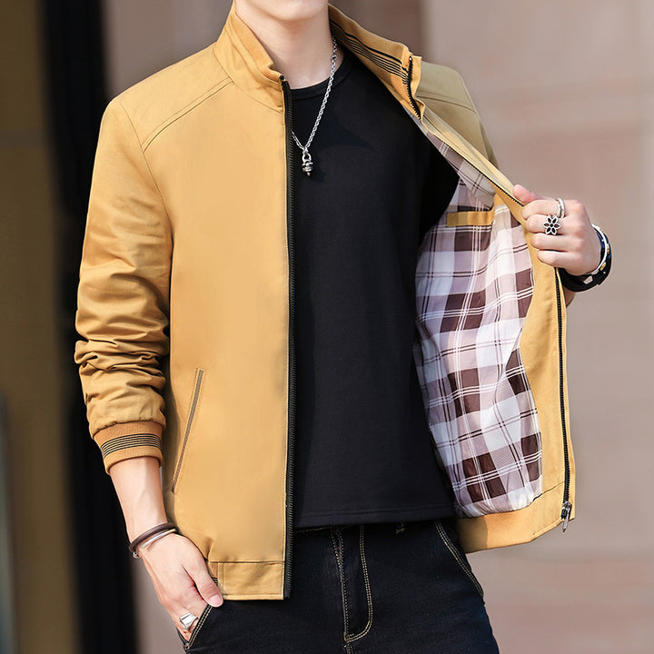 Herren sportliche Übergangsjacke mit kragenloser Schnittführung Aliams