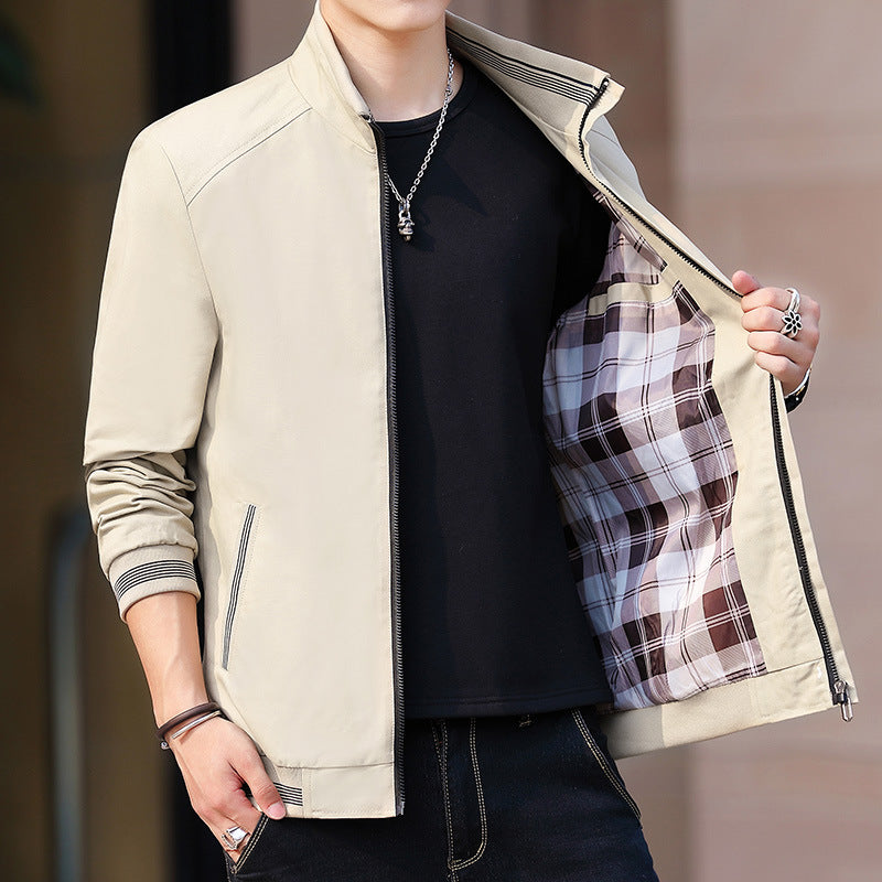 Herren sportliche Übergangsjacke mit kragenloser Schnittführung Aliams