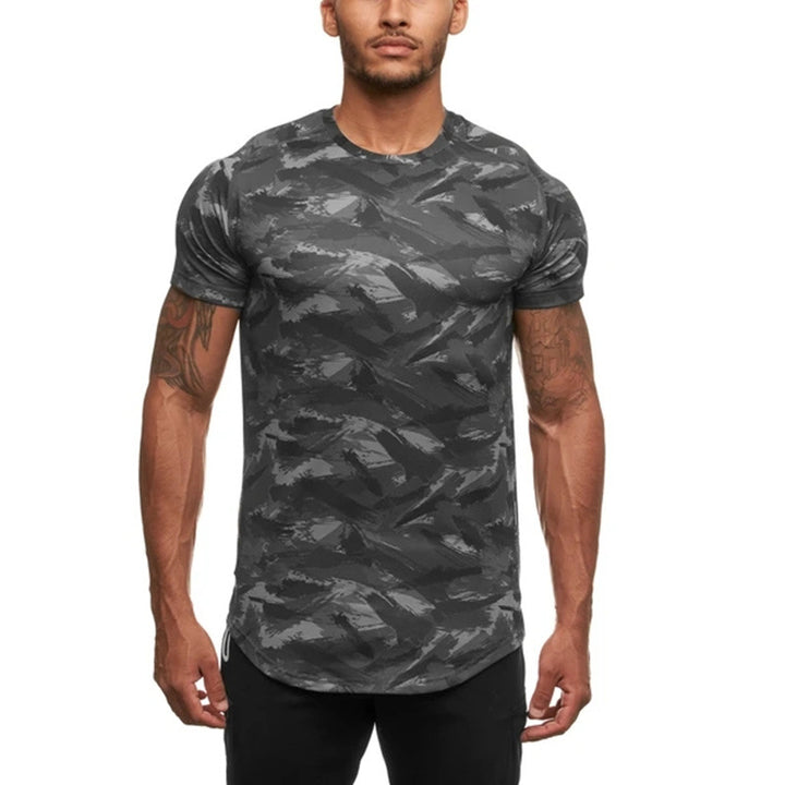 Herren Sport T-Shirt aus atmungsaktivem Funktionsmaterial mit modernem Camouflage-Design Aliams