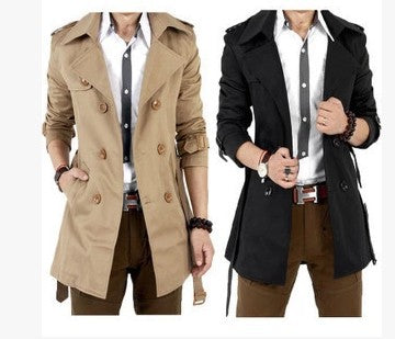 Herren eleganter Trenchcoat mit praktischen Knopfdetails und stilvollen Taschen Aliams