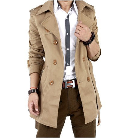 Herren Trendiger Trenchcoat mit doppelter Knopfleiste und praktischen Taschen Aliams