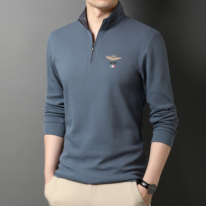 Herren eleganter Stehkragenpullover mit Reißverschluss Aliams