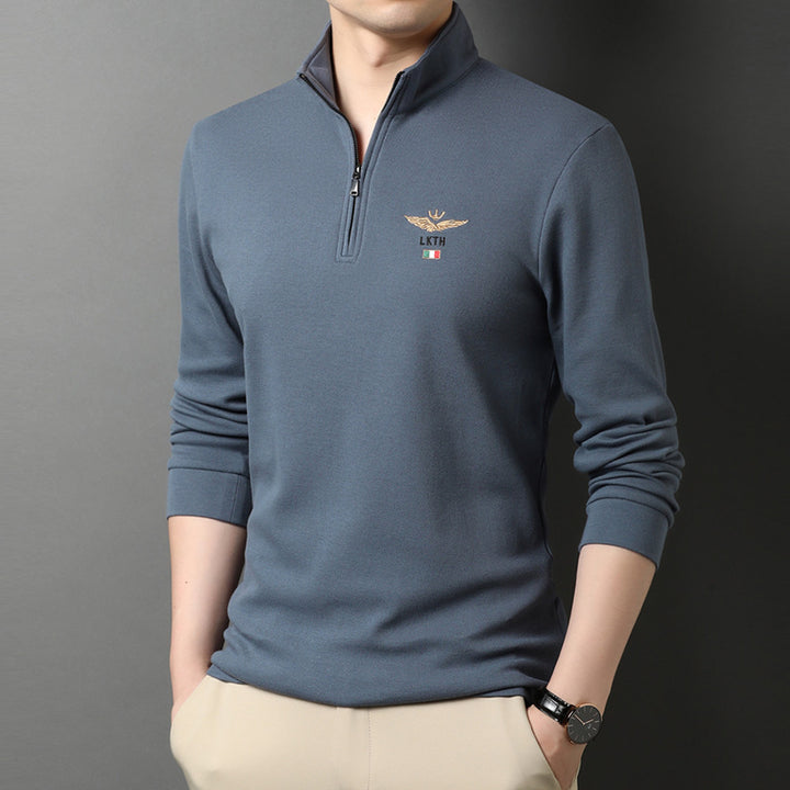 Herren eleganter Stehkragenpullover mit Reißverschluss Aliams