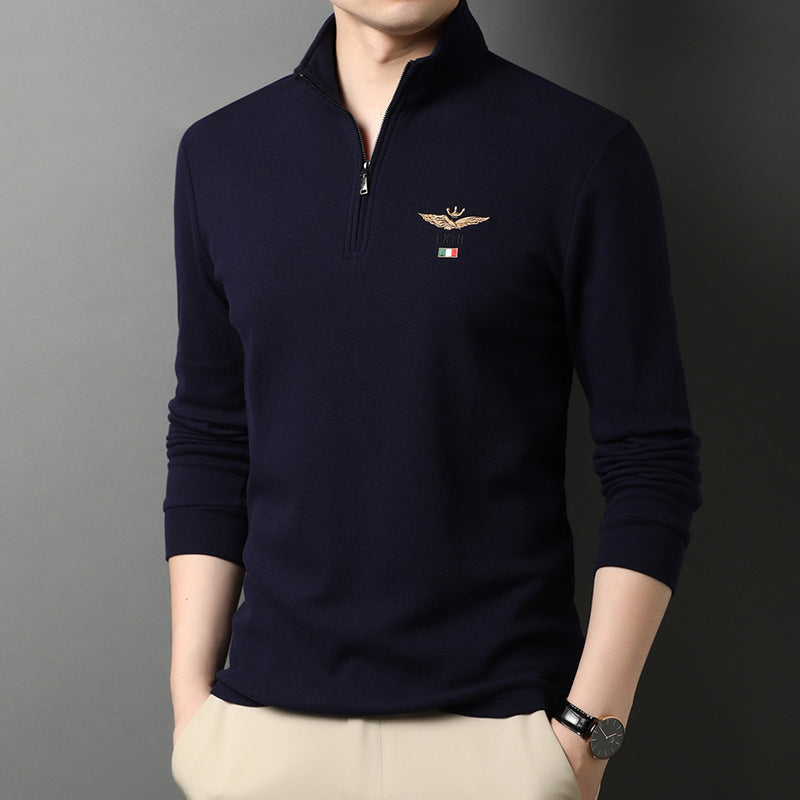 Herren eleganter Stehkragenpullover mit Reißverschluss Aliams