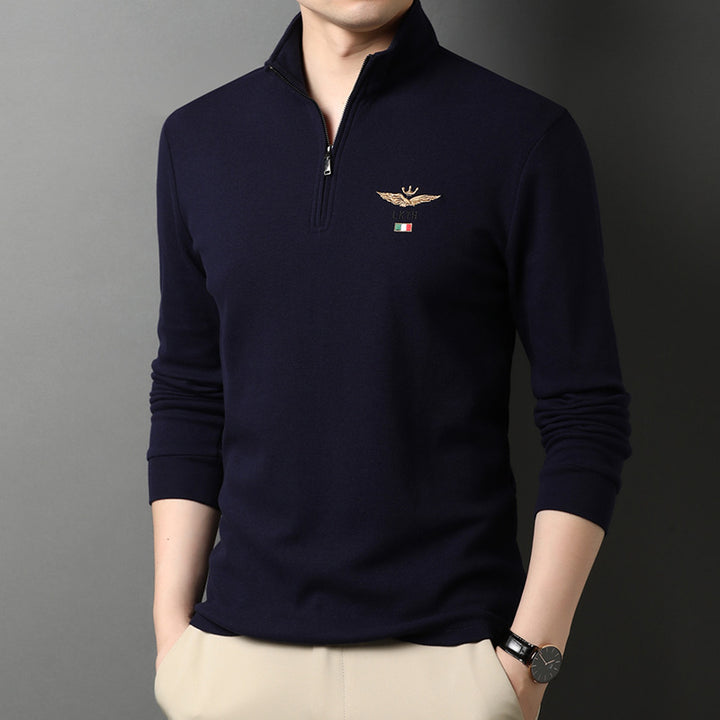 Herren eleganter Stehkragenpullover mit Reißverschluss Aliams