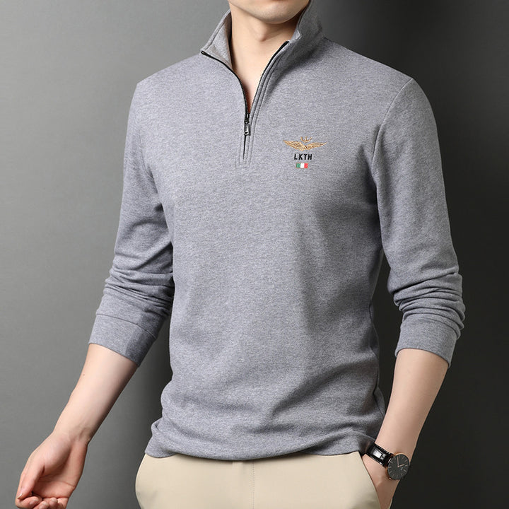 Herren eleganter Stehkragenpullover mit Reißverschluss Aliams