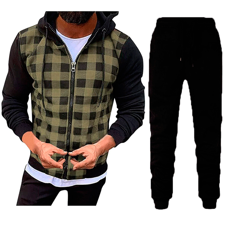 Herren Gleiche Muster Jacke und Jogginghose Set Aliams