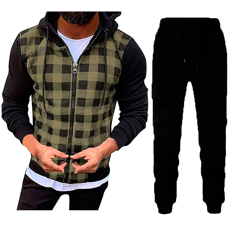 Herren Gleiche Muster Jacke und Jogginghose Set Aliams