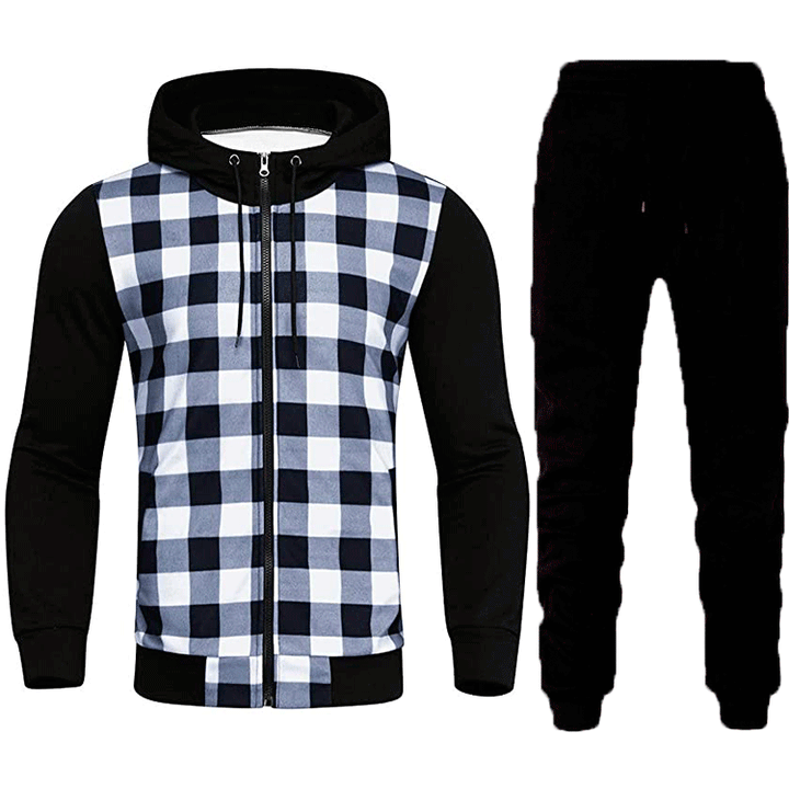 Herren Gleiche Muster Jacke und Jogginghose Set Aliams