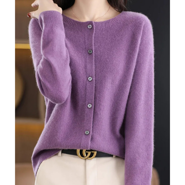 Aliams Damen Rundhals Cardigan Pullover