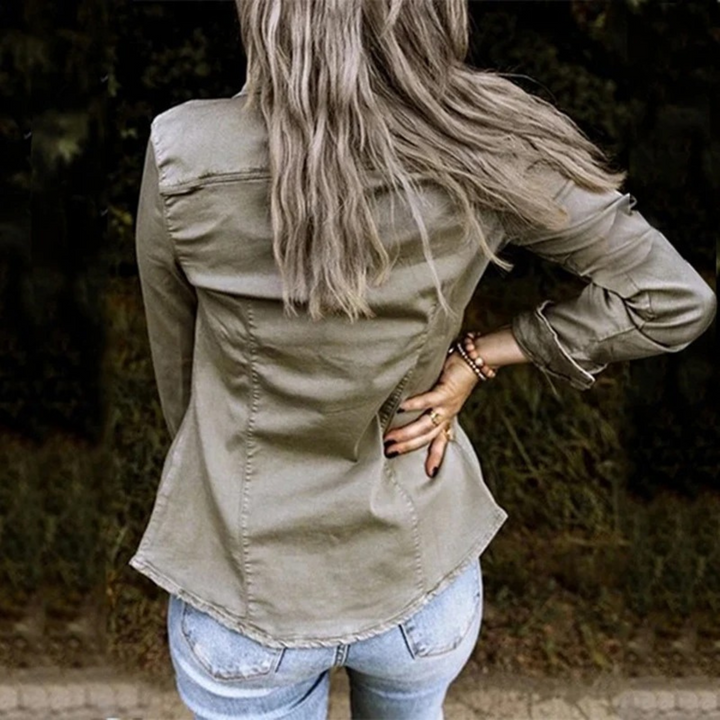 Aliams | Damen Sommerjacke Im Military Denim Stil