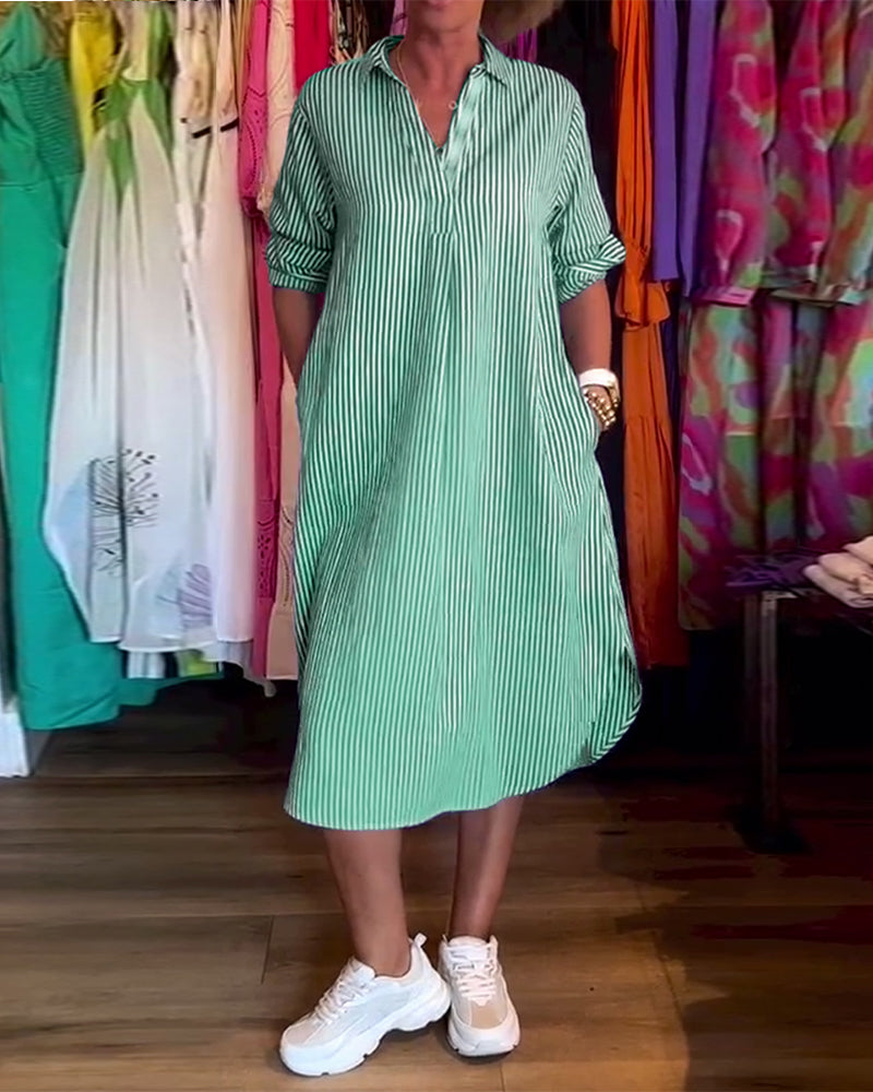 Aliams | Gestreiftes Hemdkleid In Lässiger Passform