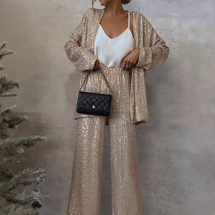 Aliams | Trendiges Design - High-Waist-Paillettenanzug