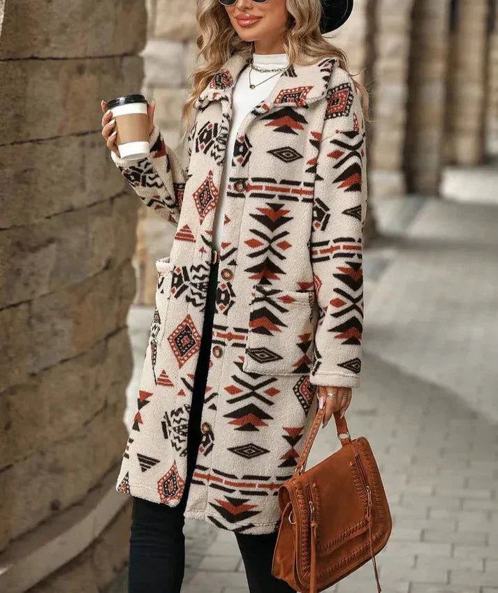 Ingibjorg | Damen Wintermantel Mit Elegantem Print