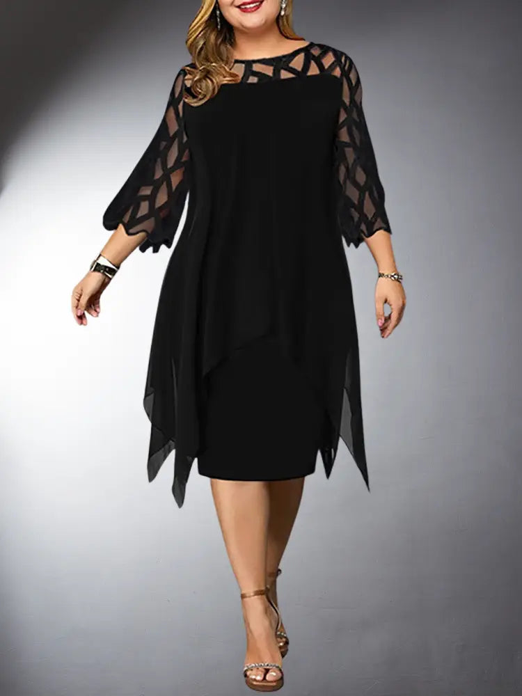 Aliams | Elegantes Plus Size Spitzen Midi Kleid