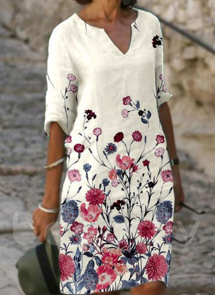 Aliams | Charmantes Leinenkleid mit Floralprint