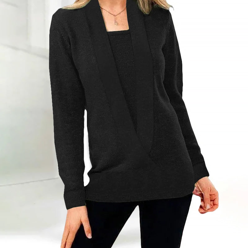 Damen Lässig Zweiteiligen Kurzen Pullover