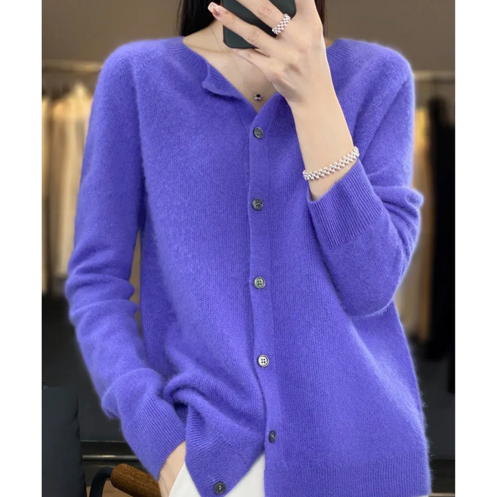 Aliams Damen Rundhals Cardigan Pullover