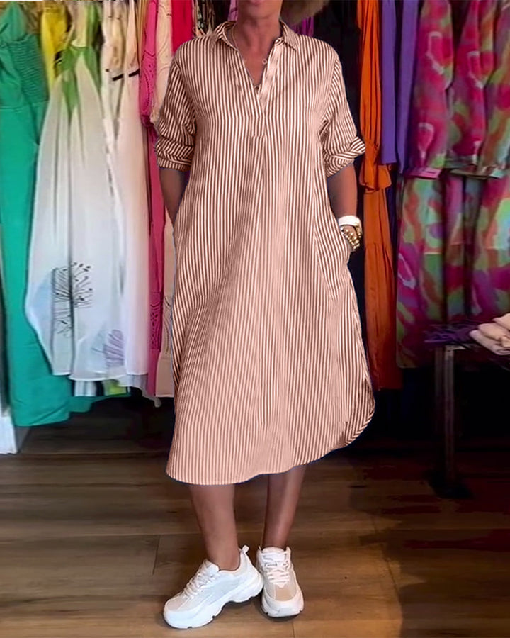 Aliams | Gestreiftes Hemdkleid In Lässiger Passform