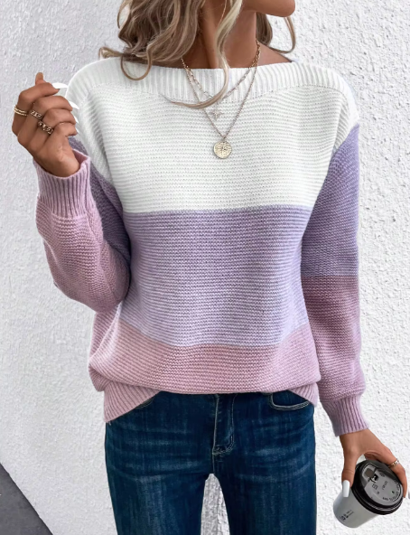 Aliams | Elegante Dreifarbige Patchwork-Pullover