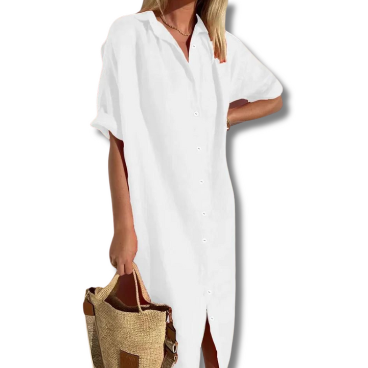 Lose Strand Leinen Sommerkleid für Frauen