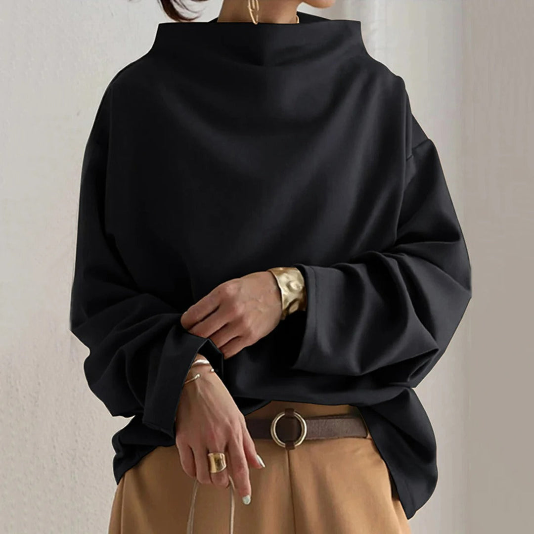 Aliams | Damen Minimalistisches Lockeres Schwarzes Oberteil für Vielseitigen Stil