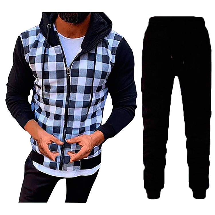Herren Gleiche Muster Jacke und Jogginghose Set Aliams