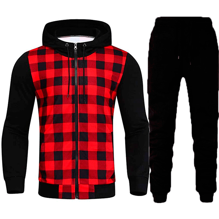 Herren Gleiche Muster Jacke und Jogginghose Set Aliams