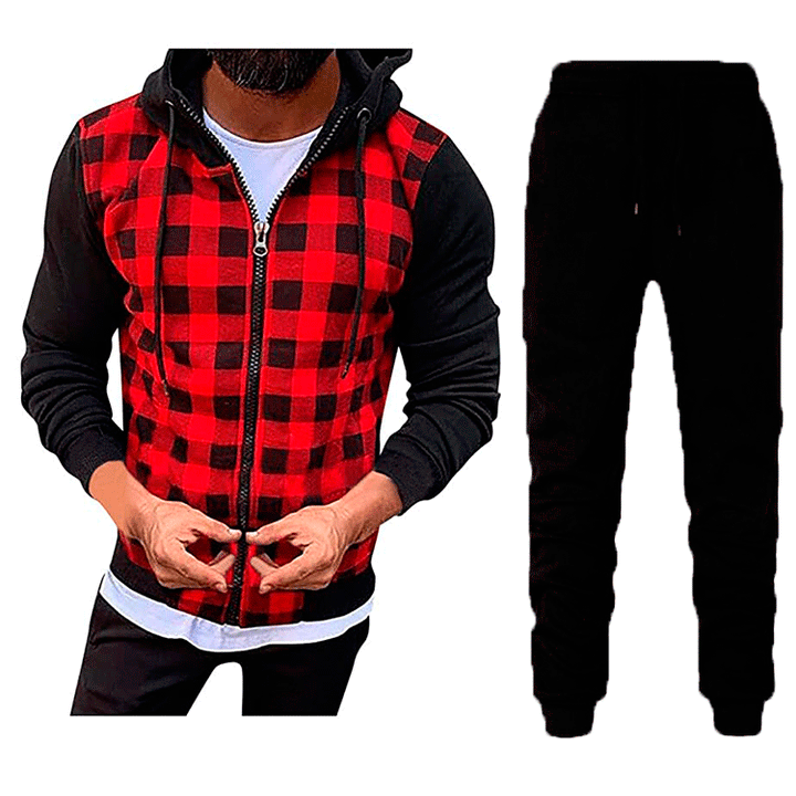 Herren Gleiche Muster Jacke und Jogginghose Set Aliams