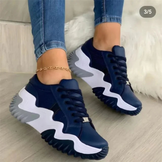Aliams | Damen Atmungsaktive Vulkanisierte Plateau-Sneaker mit Dickem Boden