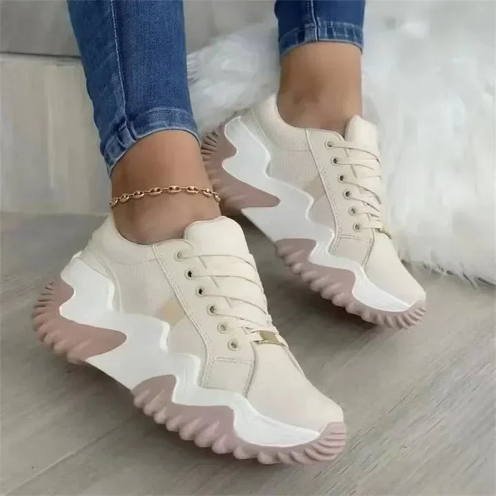 Aliams | Damen Atmungsaktive Vulkanisierte Plateau-Sneaker mit Dickem Boden