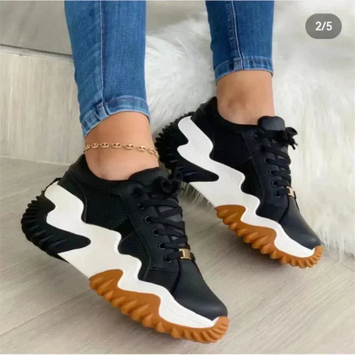 Aliams | Damen Atmungsaktive Vulkanisierte Plateau-Sneaker mit Dickem Boden